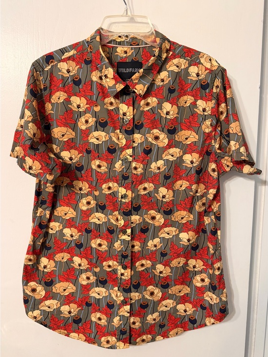 Wildfang Tops - Wildfang Poppies Short-Sleeve Floral Button-Down Shirt Sz XL